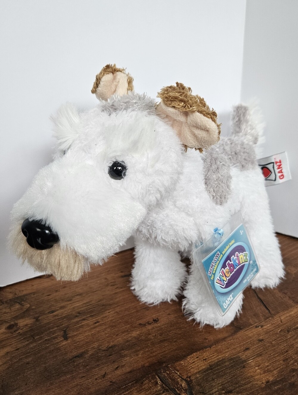 Webkinz Fox Terrier With Code, Grey And White Plush Dog Unused Code HM733